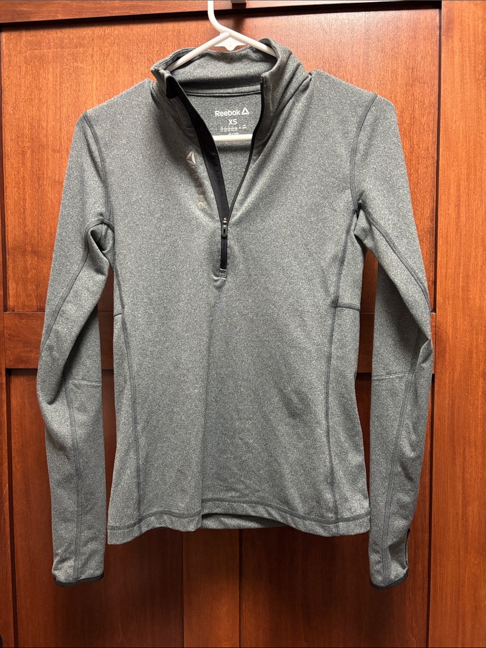 Reebok Women’s Heather Gray Quarter-Zip Turtleneck Pullover